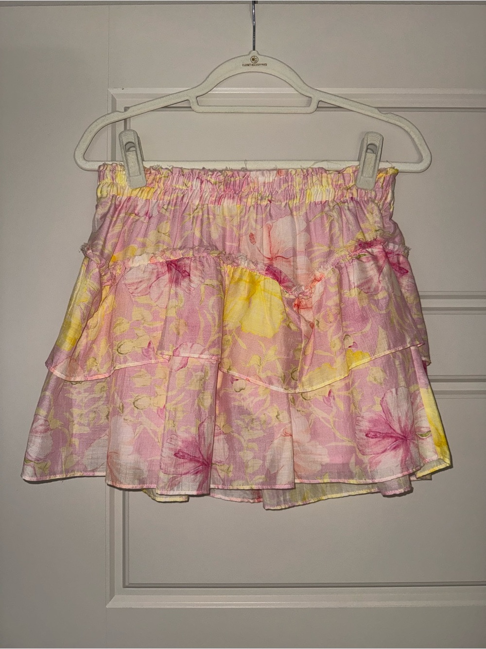 LoveShackFancy Abrielle Mini Skirt in Light Berry Tea